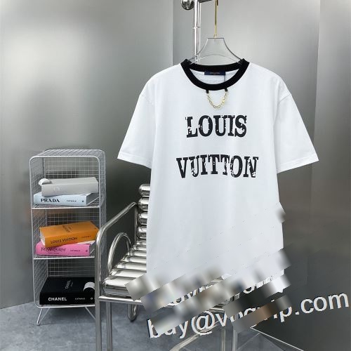 格安！ 2023春夏季超人気 ルイ ヴィトン LOUIS VUITTON偽物ブランド 半袖Tシャツ 2色可選 シンプル おしゃれ かっこいい 着痩せ セール