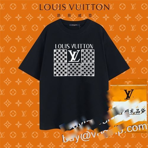 値下げ！ 2023春夏 ルイ ヴィトン LOUIS VUITTONスーパーコピー 半袖Tシャツ メンズ おしゃれ 無地Tシャツ 夏服 カジュアル 2色可選