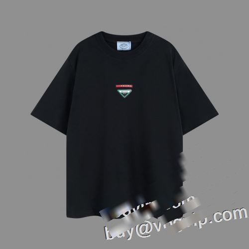 人気セール格安 プラダ PRADAブランド コピー Tシャツ 通気性 吸汗速乾 2023 半袖Tシャツ 2色可選