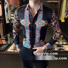 2022 人気が爆発 ヴェルサーチ偽物ブランド VERSACE 長袖シャツ 上品に季節感を楽しむ大人のこなれ感あるクレイジー切り替えシャツ