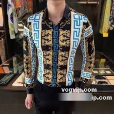 2022秋春服 お洒落 ワークシャツ 存在感◎ ヴェルサーチブランドコピー VERSACE 長袖シャツ 2色可選