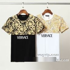 ショートパンツ 確定となる上品 2022 ヴェルサーチスーパーコピー レイヤード風 半袖Tシャツ 2色可選