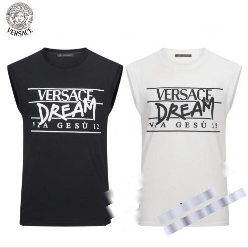 高品質 人気 2022秋冬 VERSACEブランド コピー 通気性がありべたつかず快適です ヴェルサーチ VERSACE 半袖Tシャツ 2色可選