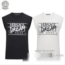高品質 人気 2022秋冬 VERSACEブランド コピー 通気性がありべたつかず快適です ヴェルサーチ VERSACE 半袖Tシャツ 2色可選
