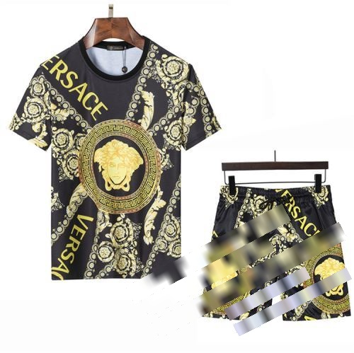 選べる極上 半袖Tシャツ 2022秋冬 ヴェルサーチ VERSACE ブランドスーパーコピー 上下セット 2色可選 通気性