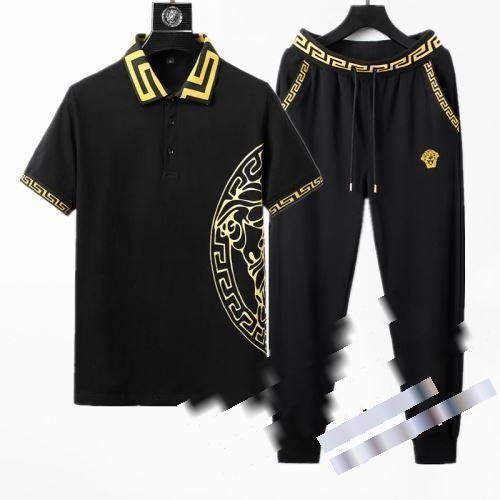 大きいサイズ 新作 上下セット 大好評? 2022秋冬 ヴェルサーチ VERSACE 半袖Tシャツ コピーブランド 2色可選