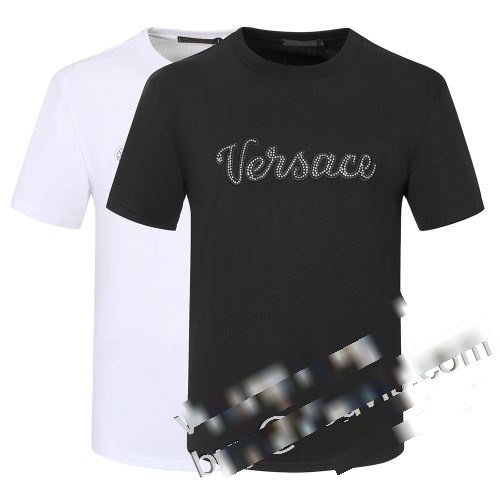 人気定番2023 海外通販ヴェルサーチコピーブランド 限定特価 VERSACE偽物ブランド半袖Tシャツ 2色可選