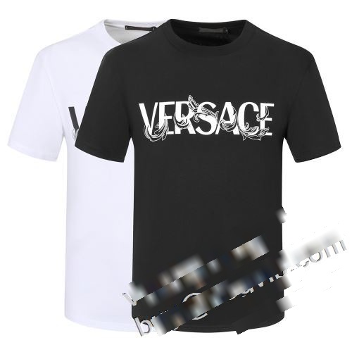 最安値お買い得 ヴェルサーチコピー2023春夏季新作 VERSACE偽物ブランド半袖Tシャツ2色可選