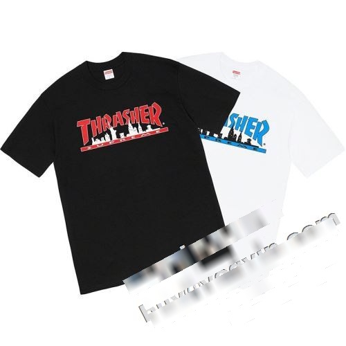 シュプリーム コピー SUPREMEコピー 2022  2色可選 大好評? 半袖Tシャツ TEE Supreme 21FW Thrasher Skyline Tee