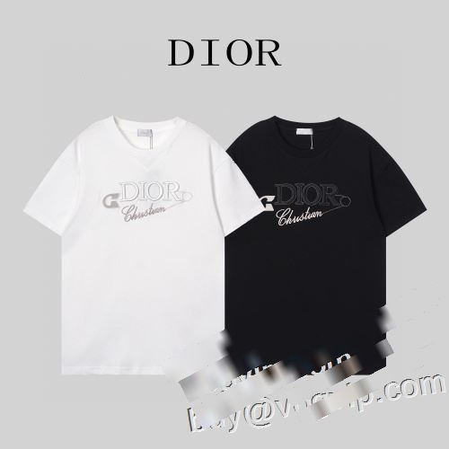 吸汗速乾 2023 デザイン性の高い ディオール DIORコピー ブランド 半袖Tシャツ 2色可選