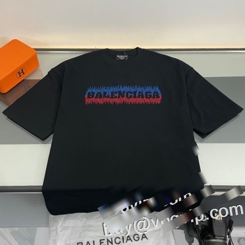 偽物ブランド 2023春夏 バレンシアガ BALENCIAGA 半袖Tシャツ 人気定番新品 2色可選 優しい色合い