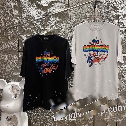 落ち着いた質感 スーパーコピー 2023 店舗で人気満点 バレンシアガ BALENCIAGA 半袖Tシャツ 2色可選 しわになりにくい