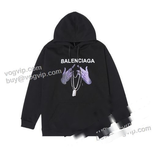 23FW最も需要のある HOT新作登場 バレンシアガブランド コピー BALENCIAGA パーカー 2色可選 肌触りの良い柔らかな質感のコットン混フリースパーカー