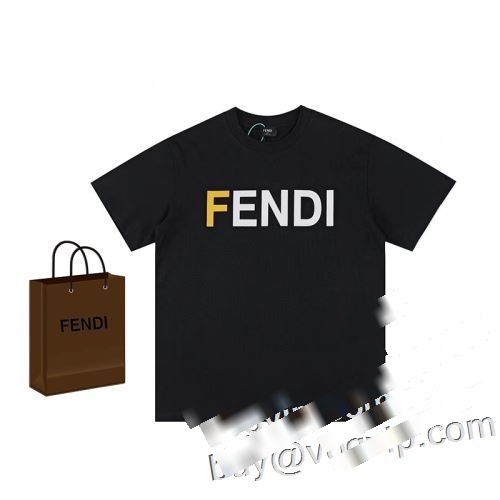 コピー ブランド 一番人気の新作はこれ 縦には伸びにくい フェンディ FENDI 2023新款 半袖Tシャツ 2色可選