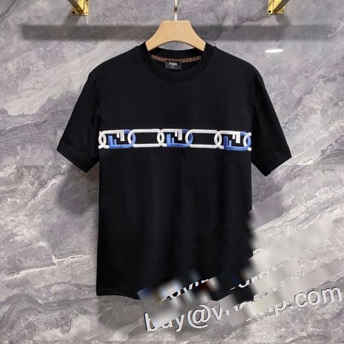 芸能人に愛用者続出 フェンディ FENDI 2023 半袖Tシャツ 2色可選 肌に馴染みやすい ブランド 偽物 通販