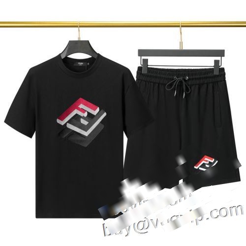 セットアップ上下 半袖Tシャツ デザイン性の高い 2色可選 フェンディ FENDI 2023 快適な着心地 ブランド服 コピー