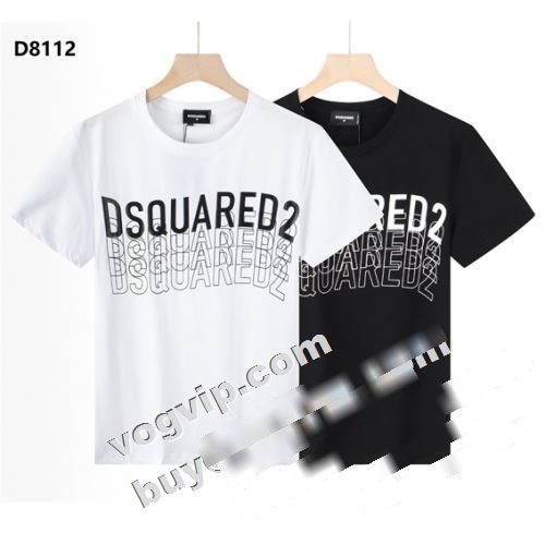  半袖Tシャツ ディースクエアードコピー  DSQUARED2コピー  今からの季節にピッタリ 2022  肌に密着 2色可選  