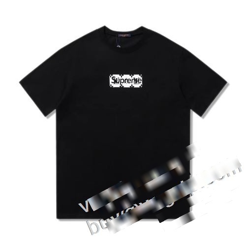 人気商品 ルイ ヴィトン x ブランド 偽物 通販 2023 日本未入荷モデル シュプリーム Supreme x LV 半袖Tシャツ