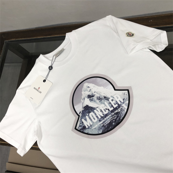 MONCLER コピー Ｔシャツ 雪山 ロゴ プリント柄 ユニセックス カジュアル 綿 プリント モンクレール