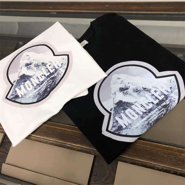 MONCLER コピー Ｔシャツ 雪山 ロゴ プリント柄 ユニセックス カジュアル 綿 プリント モンクレール