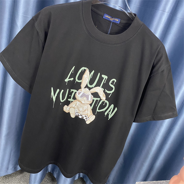 ルイヴィトン コピー Ｔシャツ ウサギ 縫ぐるみ ロゴ プリント 可愛い 綿 LOUIS VUITTON