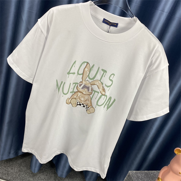 ルイヴィトン コピー Ｔシャツ ウサギ 縫ぐるみ ロゴ プリント 可愛い 綿 LOUIS VUITTON