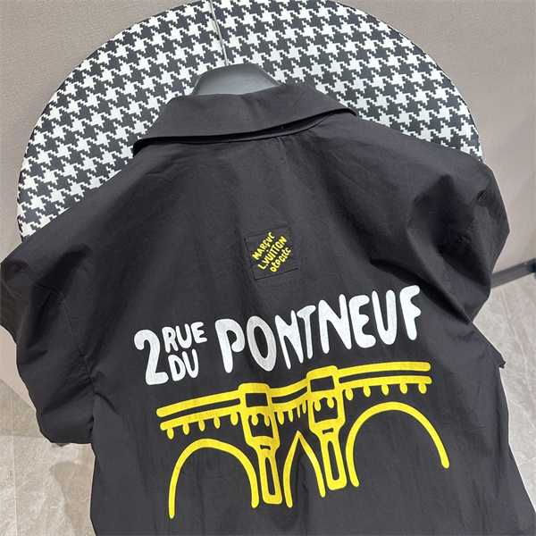 LOUIS VUITTON スーパーコピー シャツ オープンカラー Marque L. Vuitton Deposee 刺繍 ルイヴィトン