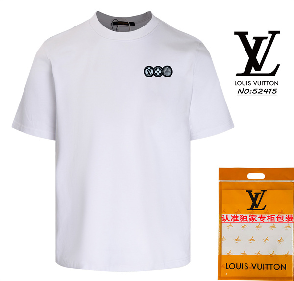2024人気の定番 ルイヴィトン スーパーコピー Ｔシャツ 刺繡 ロゴ シンプル 純綿素材 LOUIS VUITTON