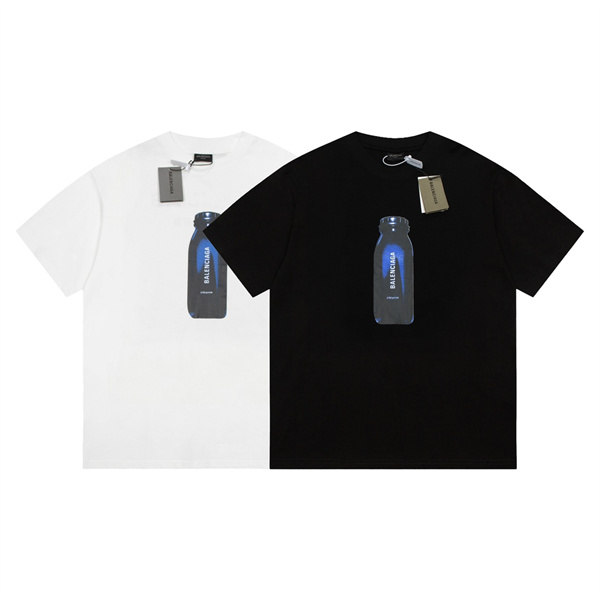 BALENCIAGA スーパーコピー Ｔシャツ 水のペットボトル ロゴ プリント 2色 綿 バレンシアガ 