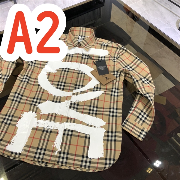 バーバリー コピー シャツ LOVE ロゴ プリント チェック柄 綿素材 BURBERRY