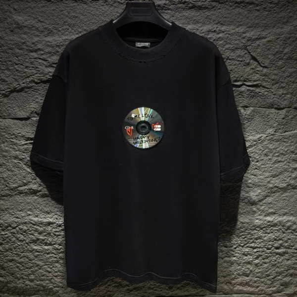 ヴィンテージ スタイル BALENCIAGAディスクプリント バレンシアガ半袖Tシャツコピー