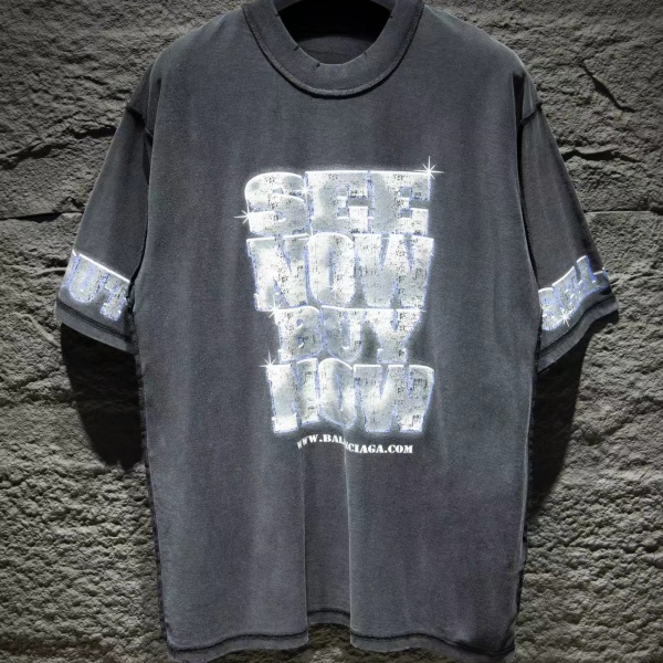 BALENCIAGA SNBN Inside-Out 半袖Tシャツコピー ブラック ヴィンテージジャージー