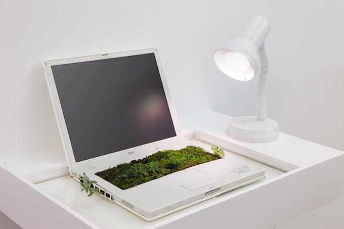 銀座メゾンエルメスでミシェル・ブラジーの展覧会「リビングルーム II」家電製品に植物が生えた作品などコピー