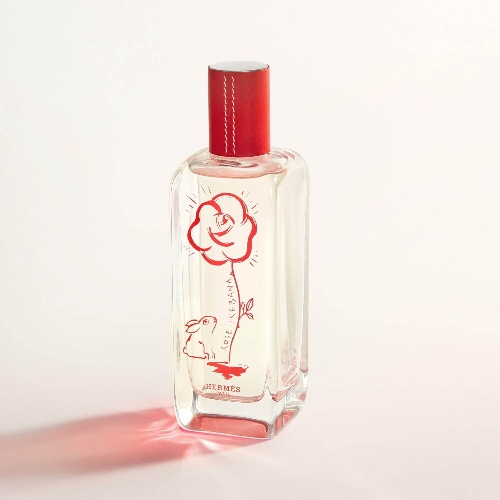 エルメスの香水「ローズ イケバナ」限定デザイン、“バラを見るウサギ”描いたボトルやレザーケースコピー エルメスの香水「ローズ イケバナ」限定デザイン、“バラを見るウサギ”描いたボトルやレザーケースコピー