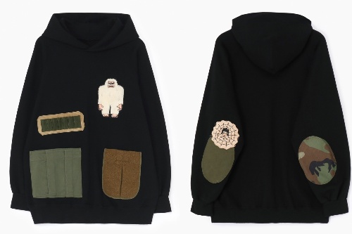 ワイルドサイド ヨウジヤマモト“手刺繍”の新作フーディー、“イエティ”パッチ＆ポケット付き
