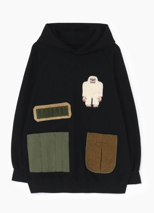 ワイルドサイド ヨウジヤマモト“手刺繍”の新作フーディー、“イエティ”パッチ&ポケット付きコピー ワイルドサイド ヨウジヤマモト“手刺繍”の新作フーディー、“イエティ”パッチ&ポケット付きコピー