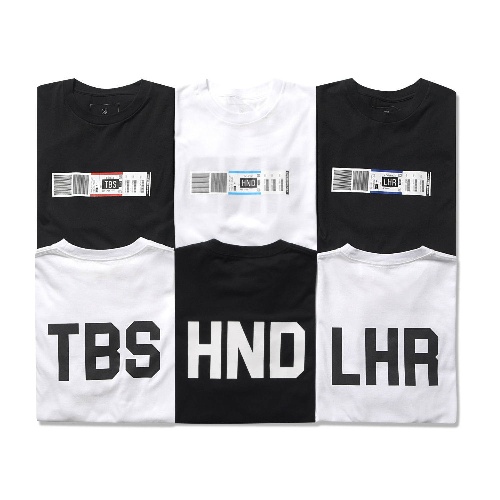 フラグメント デザインによるユニフォーム エクスペリメント“空港”Tシャツ、羽田のエアラインタグコピー