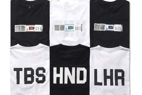 フラグメント デザインによるユニフォーム エクスペリメント“空港”Tシャツ、羽田のエアラインタグ