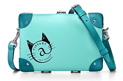 ティファニー原宿の限定ストア×グローブ・トロッターのミニケース、ティファニーブルー×猫モチーフコピー