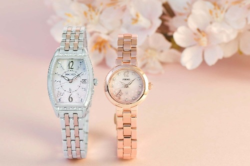 セイコーウオッチ“桜”腕時計2021、桜の庭園で蝶が舞うダイヤル＆煌めくダイヤ付きも