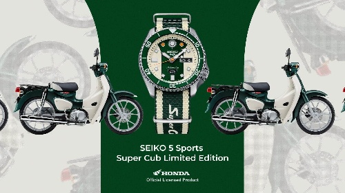 セイコー 5スポーツ“スーパーカブ”仕様の限定腕時計、ヘッドライトのインデックス&ロゴ入りストラップコピー セイコー 5スポーツ“スーパーカブ”仕様の限定腕時計、ヘッドライトのインデックス&ロゴ入りストラップコピー