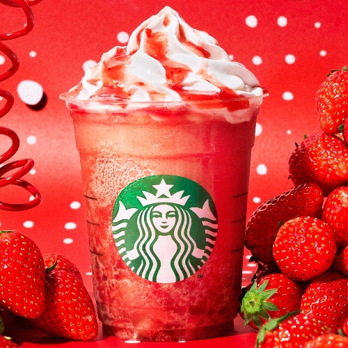 スターバックスに苺の新作フラペチーノ、発泡感で“シュワッと”or果肉感で“ゴロッと”2つの味が登場コピー スターバックスに苺の新作フラペチーノ、発泡感で“シュワッと”or果肉感で“ゴロッと”2つの味が登場コピー