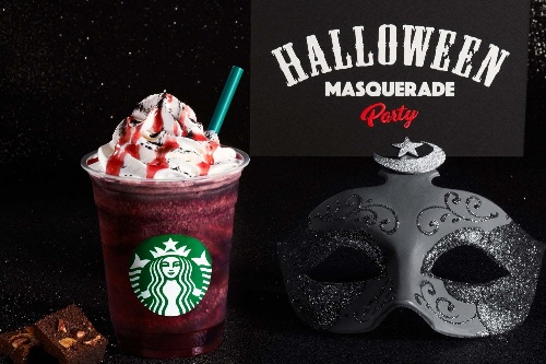 スターバックス「ハロウィン ダーク ナイト フラペチーノ」夜の仮面舞踏会をイメージ