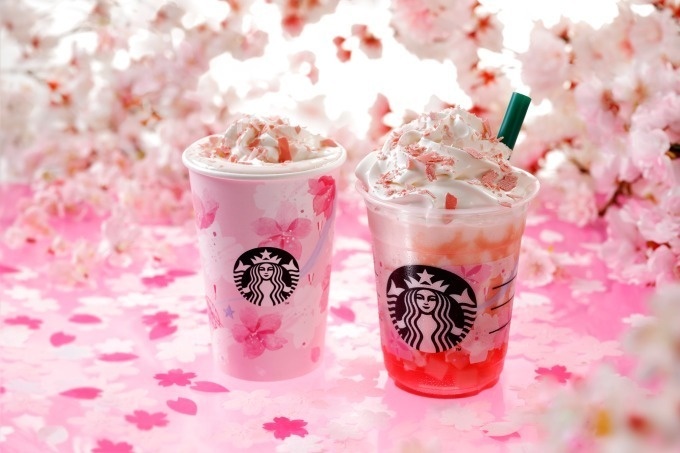 スタバ春の新作ドリンク「さくらフル ミルク ラテ/フラペチーノ」桜×ストロベリー、満開の桜を表現コピー スタバ春の新作ドリンク「さくらフル ミルク ラテ/フラペチーノ」桜×ストロベリー、満開の桜を表現コピー