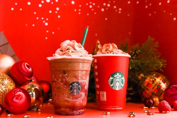 スターバックスのクリスマス限定 第2弾「クリスマス ラズベリー モカ フラペチーノ」など 