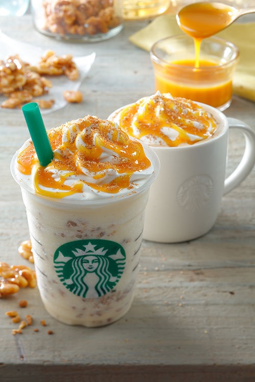 スターバックスから季節限定「ゴールデン メイプル フラペチーノ with キャンディ ウォルナッツ」コピー