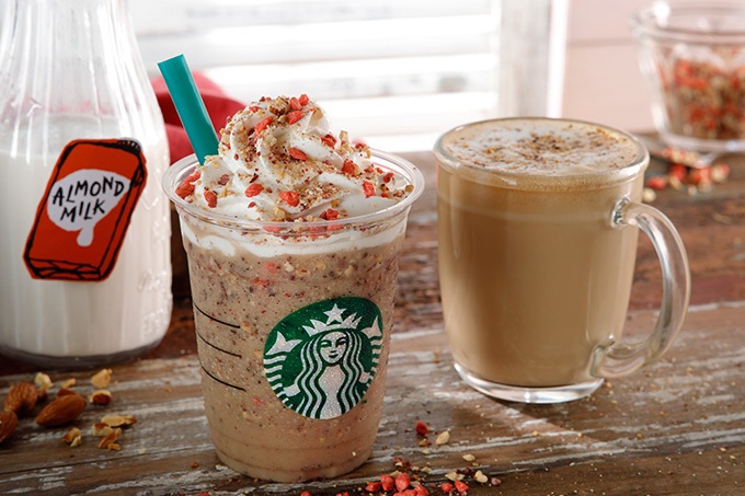 スターバックス コーヒーから「アーモンド ミルク」を使用したフラペチーノ&ラテコピー スターバックス コーヒーから「アーモンド ミルク」を使用したフラペチーノ&ラテコピー