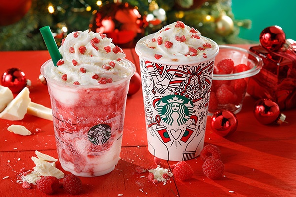 スターバックスのクリスマス限定、ラズベリー ホワイト チョコレート フラペチーノ発売