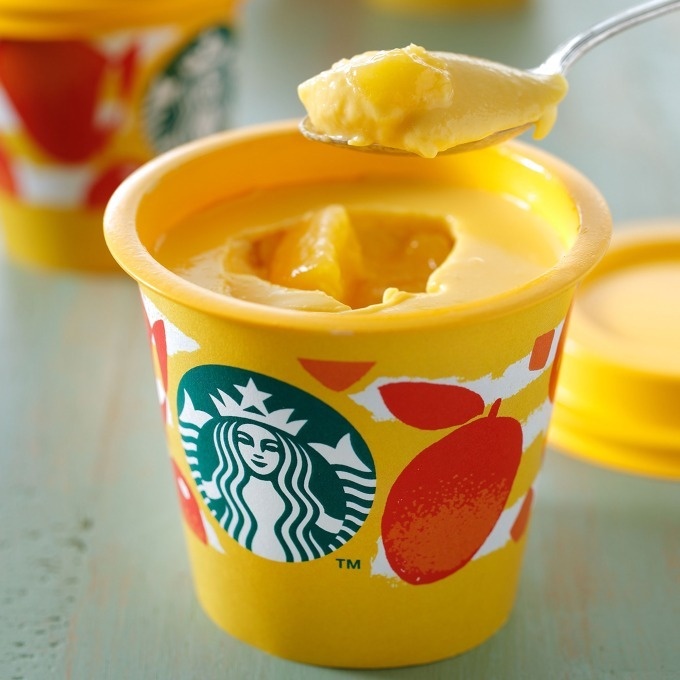 スタバの新プリン「マンゴー＆パッションフルーツプリン」コピー