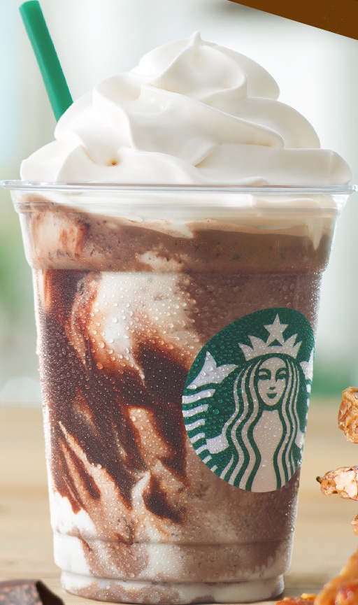 スタバの新作、アーモンド トフィー トリプル チョコレート フラペチーノコピー